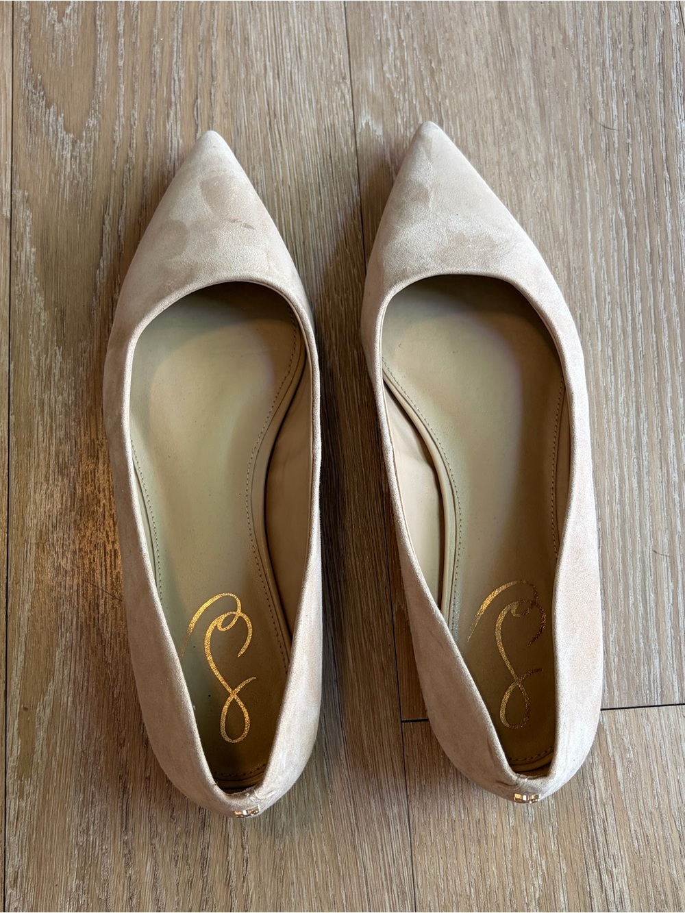 Sam Edelman Suede Pointed-Toe Flats in Beige - Picture 3 of 10